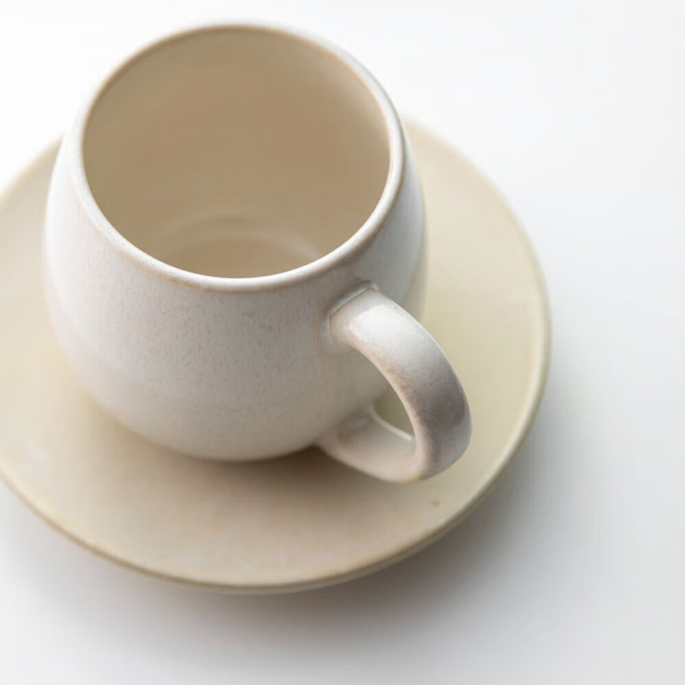 SF-021265-日本製 美濃燒 咖啡杯 馬克杯 球型｜拿鐵杯 茶杯 圓胖杯 ins奶油風