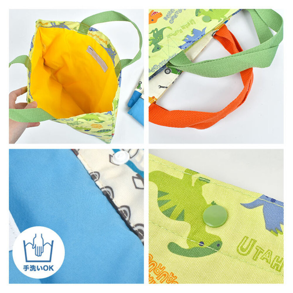 SF-021290-日本恐龍圖案Skater收納包 可容納 A4 B5｜兒童手提袋 才藝袋 補習袋 書袋 袋子 附有按扣