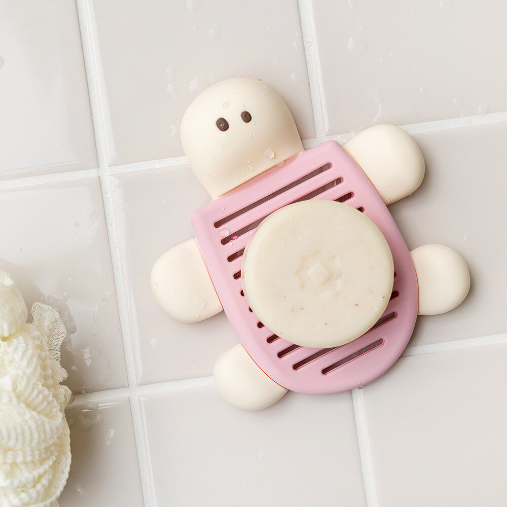 SF-021300-韓國文創 Romane 烏龜造型香皂菜瓜布 矽膠瀝水架｜浴室肥皂架 瀝水架 廚房瀝水架 肥皂架 皂盒 日本進口