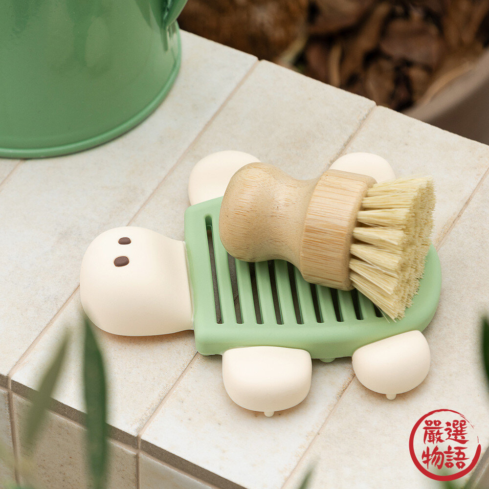 韓國文創 Romane 烏龜造型香皂菜瓜布 矽膠瀝水架|浴室肥皂架 瀝水架 廚房瀝水架 肥皂架 皂盒 日本進口-圖片-1