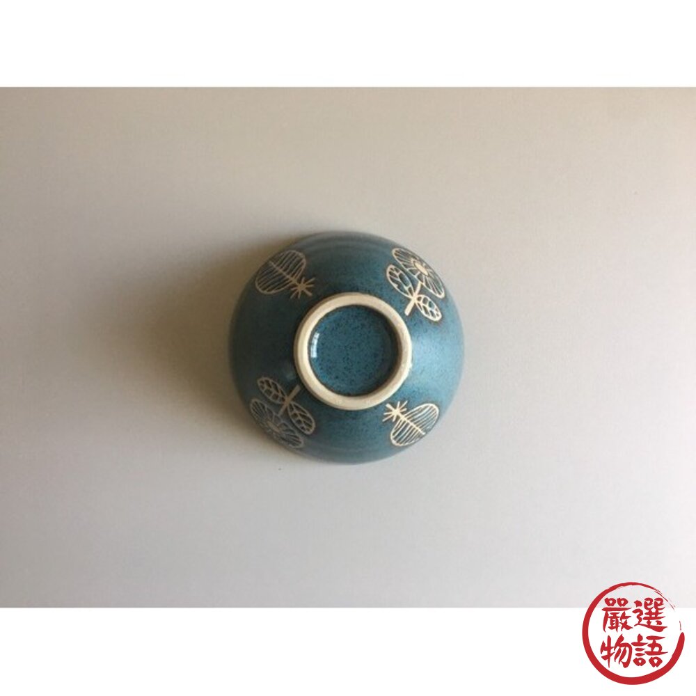 日本製HANAtoHA花朵圖案陶瓷碗 10.5cm 白色 青色|餐碗 飯碗 職人手作日式餐具 碗盤器皿 日本進口-圖片-5