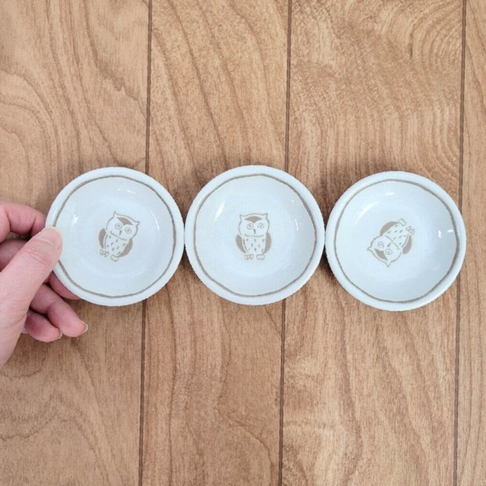 SF-021322-日本 美濃燒 開運小碟 貓頭鷹/招財貓小菜碟 | 醬料碟 醬油碟 陶瓷小盤子
