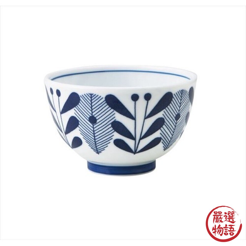 日本美濃燒 飯碗 餐碗 北歐風 藍白花紋 12.5公分|陶瓷碗 小碗 湯碗 日本製餐碗-圖片-1