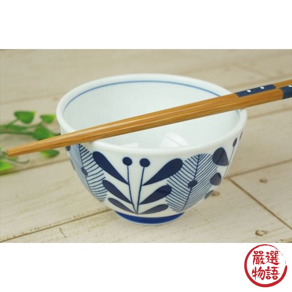 日本美濃燒 飯碗 餐碗 北歐風 藍白花紋 12.5公分|陶瓷碗 小碗 湯碗 日本製餐碗-圖片-5