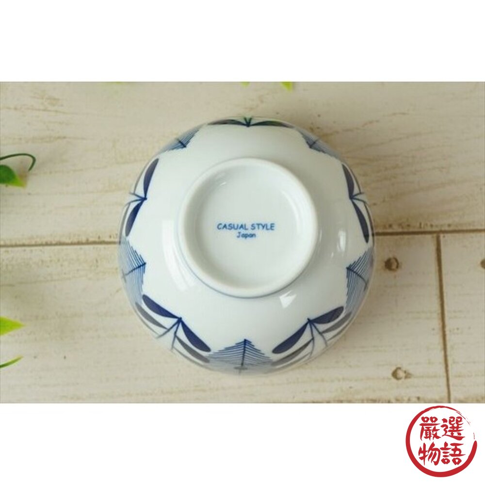 日本美濃燒 飯碗 餐碗 北歐風 藍白花紋 12.5公分|陶瓷碗 小碗 湯碗 日本製餐碗-圖片-7