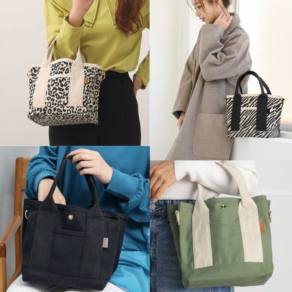 SF-021329-日本 ALTROSE 三分隔帆布 托特包 | 迷你單肩斜挎包 肩背手提包 三格 帆布包 肩背包女