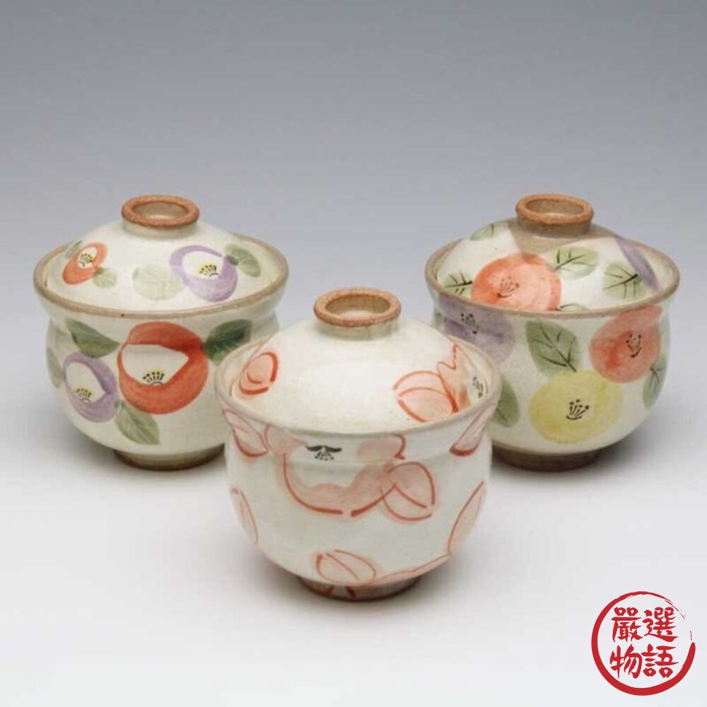 日本製紅色陶瓷過年吉祥蓋碗 碗 蒸蛋碗 甜點碗 | 茶碗蒸 日本碗 帶蓋碗 湯盅 湯碗 燕窩碗-圖片-1