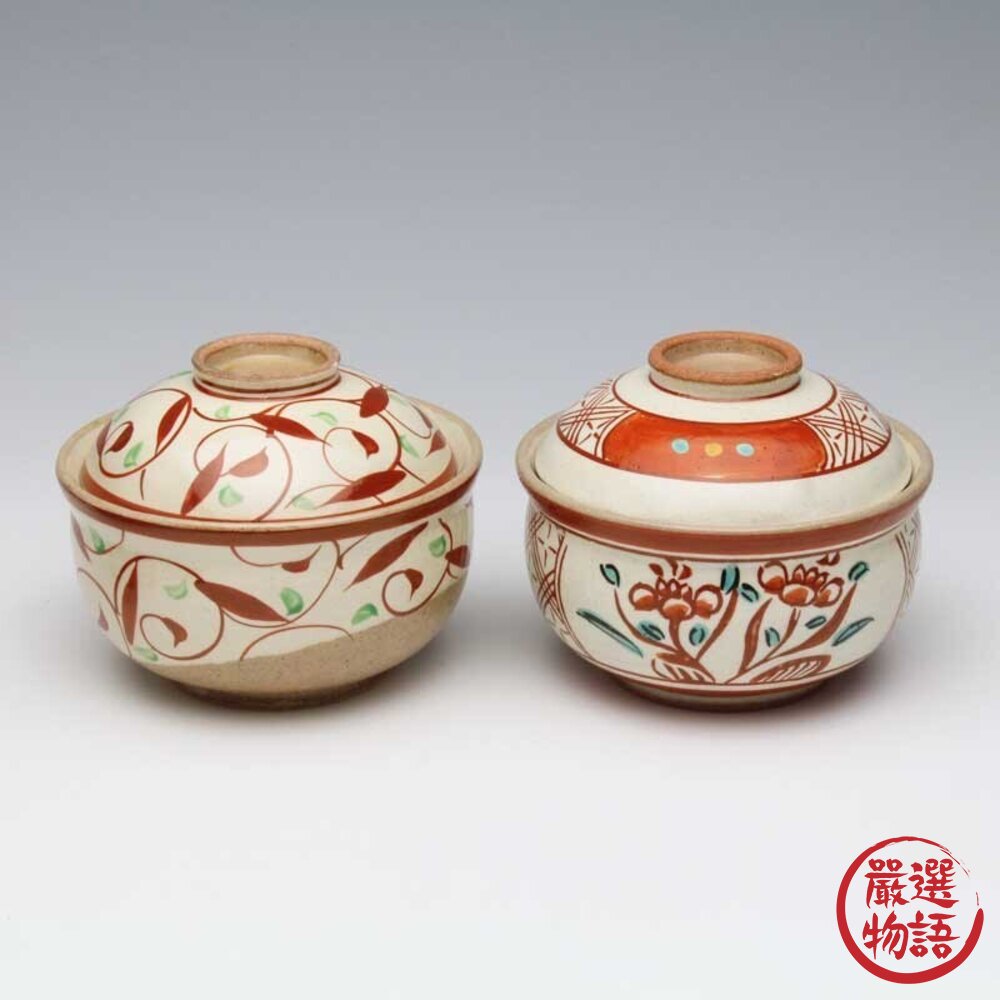 日本製紅色陶瓷過年吉祥蓋碗 碗 蒸蛋碗 甜點碗 | 茶碗蒸 日本碗 帶蓋碗 湯盅 湯碗 燕窩碗-圖片-3