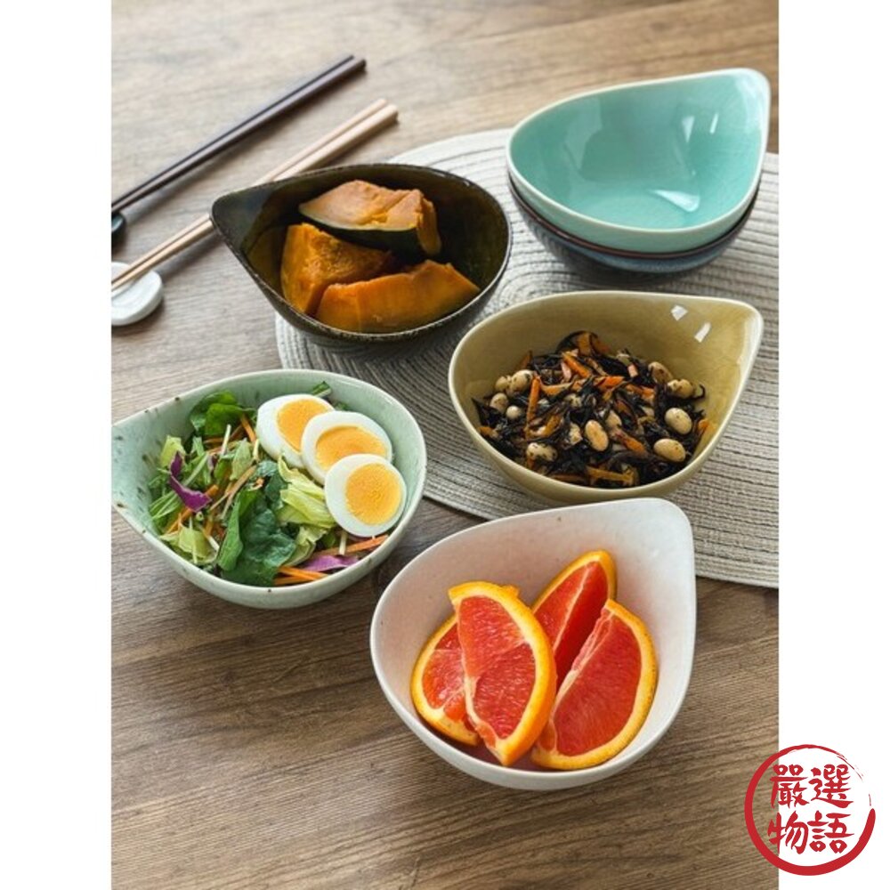 日本六色水滴碗美濃燒關東煮日式風格小菜碗|湯碗飯碗日本製碗碗甜點碗帶柄碗煮物缽