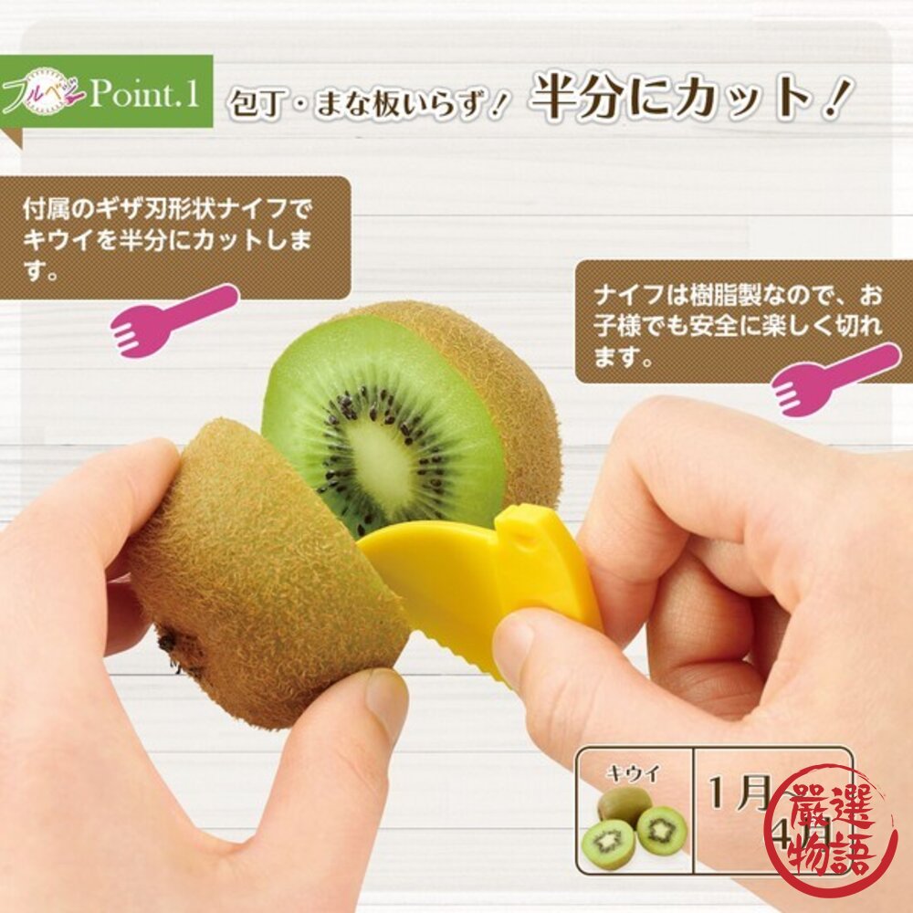 日本主婦激推 下村工業 快速切奇異果 | 切塊神器 壓轉即食 不沾手 免削皮 附安全刀具 日本進口-圖片-2