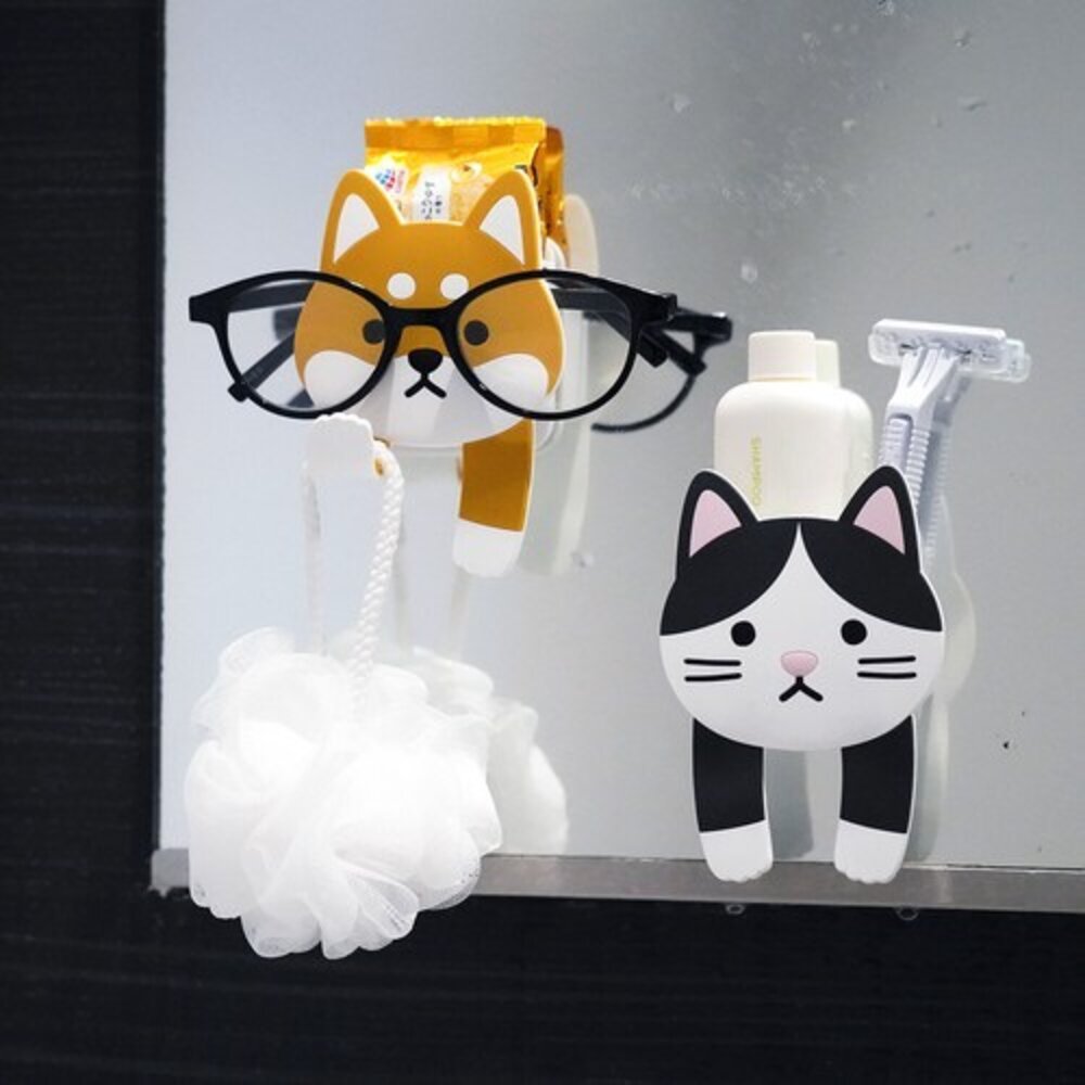 SF-021505-日本 動物牆壁掛鉤 牙刷架 置物架 浴室掛勾 | 眼鏡架 浴室牙刷眼鏡架 鏡帖 無痕掛勾 鑰匙掛鉤