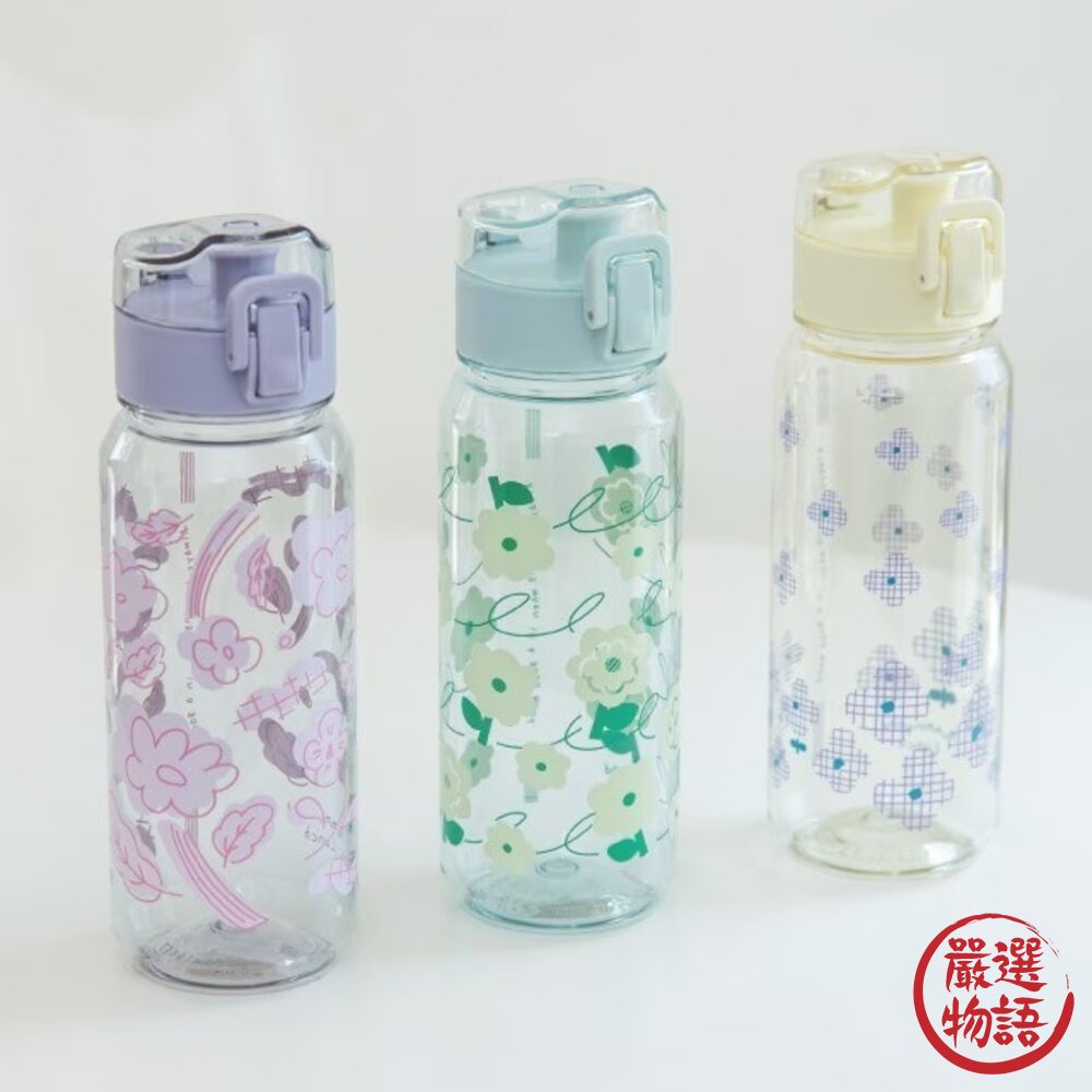 透明花朵直飲冷水壺520ml 兒童水壺 | 直飲水壺 日本水壺 辦公室水壺 彈蓋水壺-圖片-8