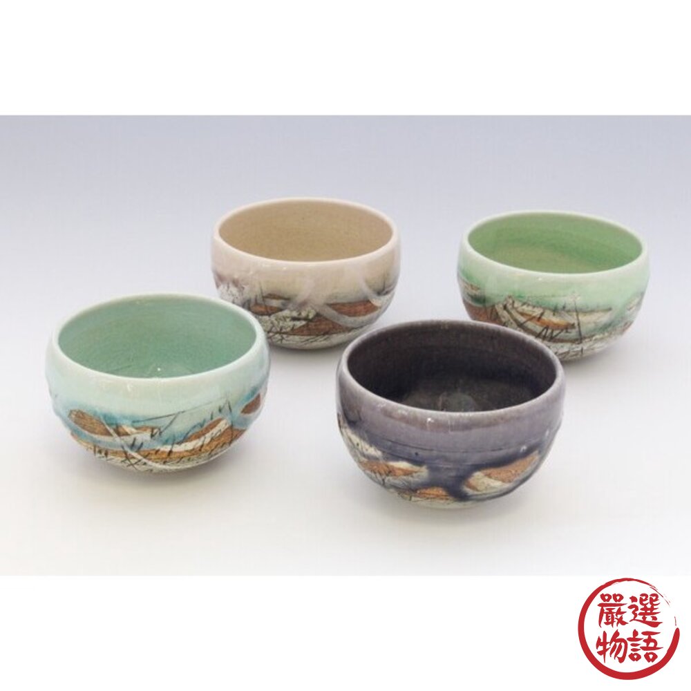 日本製美濃燒線條雕刻抹茶碗 | 日式飯碗 陶瓷碗 和風餐具 茶碗 湯碗 日本餐具-圖片-1