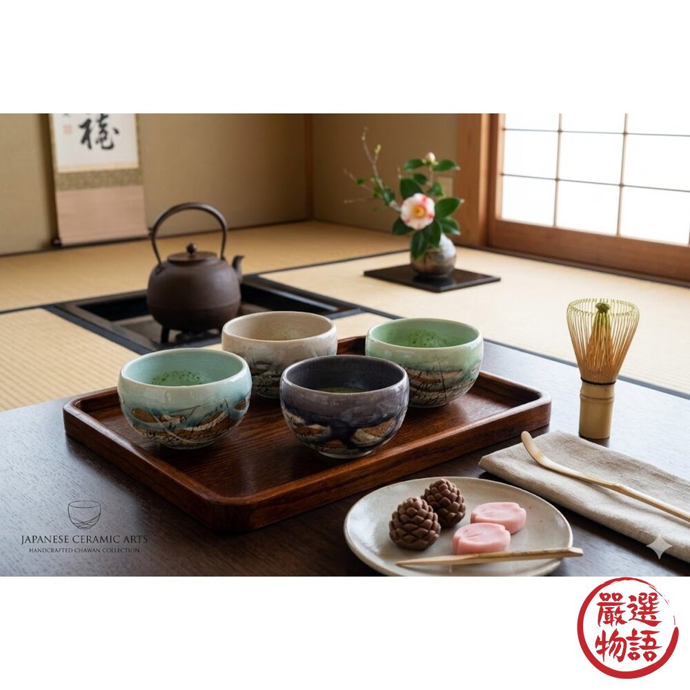 日本製美濃燒線條雕刻抹茶碗 | 日式飯碗 陶瓷碗 和風餐具 茶碗 湯碗 日本餐具-圖片-2