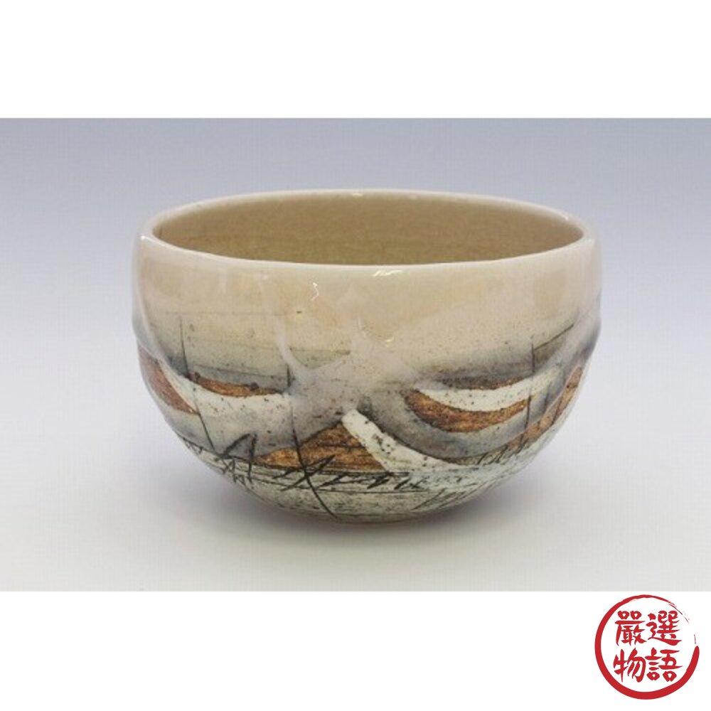 日本製美濃燒線條雕刻抹茶碗 | 日式飯碗 陶瓷碗 和風餐具 茶碗 湯碗 日本餐具-圖片-5