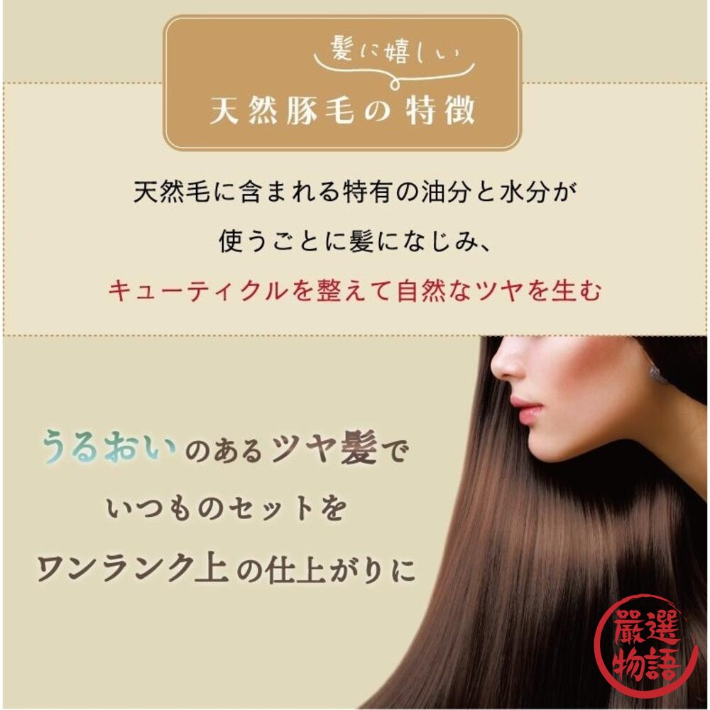 日本製 VeSS 天然豬鬃毛梳 圓梳 | 摺疊梳 防靜電梳子 美髮梳 日本進口-圖片-6