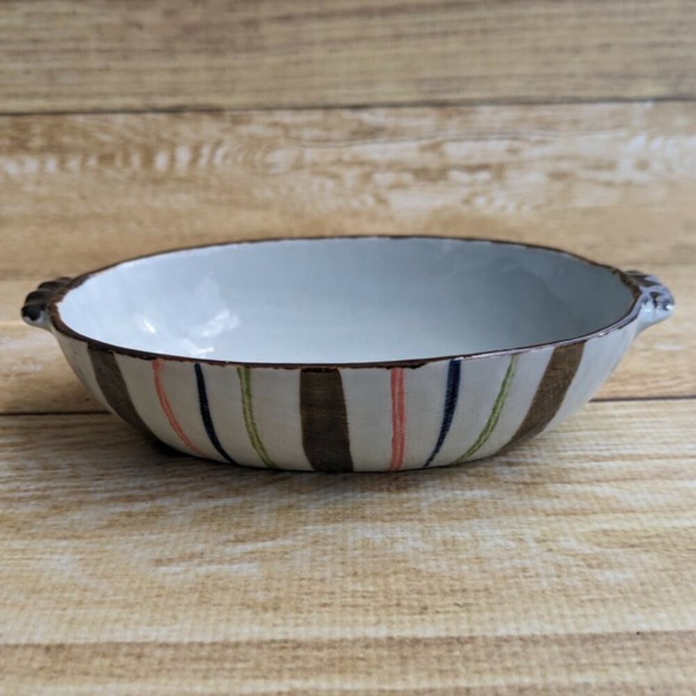 SF-021610-日本製美濃燒 日式雙耳陶瓷烤盤 17cm | 焗烤盤 沙拉盤 橢圓盤 烘焙烤盤 烤皿 燉飯 燉麵 甜點烤盤