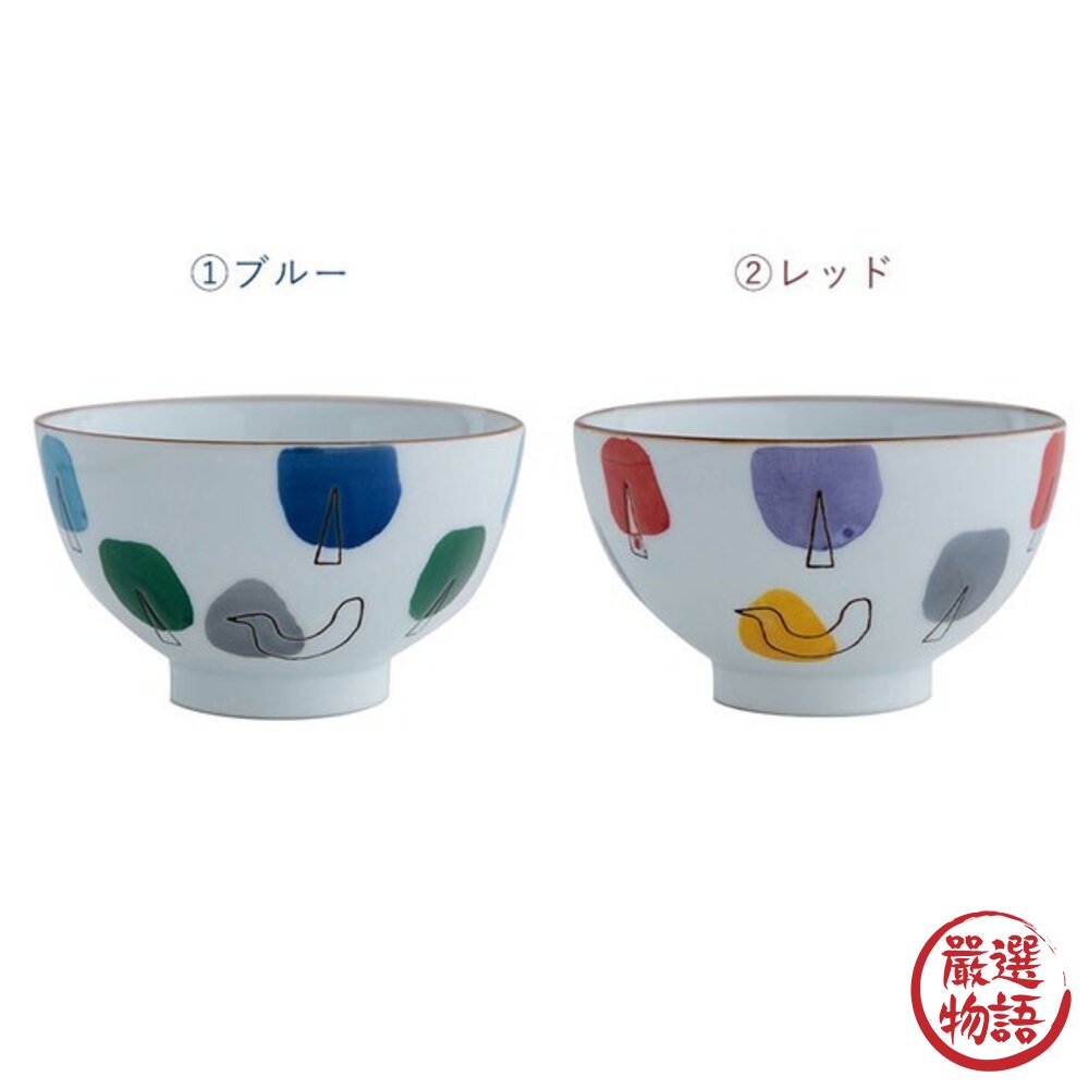 日本製 波佐見燒 童趣森林圖案茶碗對碗10.7cm | BISQUE 餐具碗 造型碗 陶瓷飯碗-圖片-3