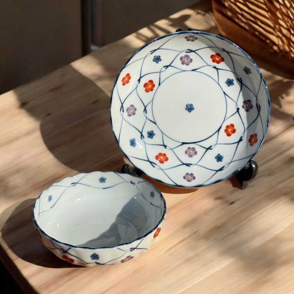 SF-021617-日本 美濃燒 吾山窯 彩十草 梅花 吉祥紋5吋盤 | 宮廷 中國風 圓盤 分菜盤 點心盤 甜點碗 吉祥紋 日本進口