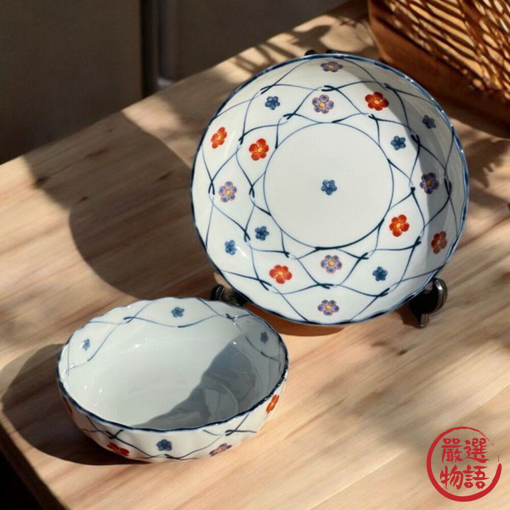 日本美濃燒吾山窯彩十草梅花吉祥紋5吋盤|宮廷中國風圓盤分菜盤點心盤甜點碗吉祥紋日本進口