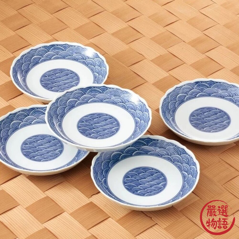 日本製波佐見燒日式經典青海波16cm餐盤5入組 | 日式餐盤 陶瓷盤 新居入厝禮 餐盤組 菜盤 質感餐具 日本進口 封面照片