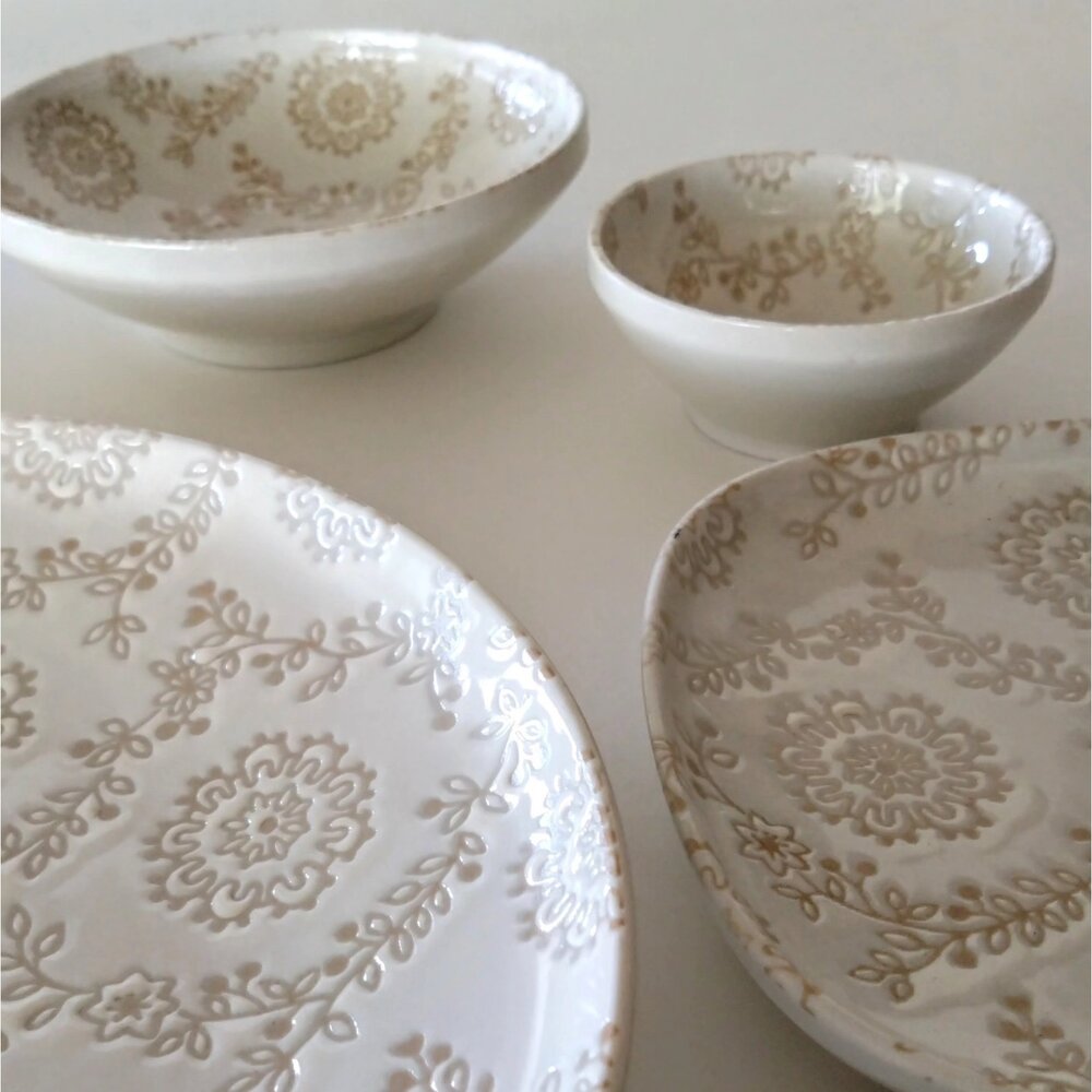SF-021631-日本製美濃燒 優雅蕾絲花邊陶瓷小碗 法式餐碗 陶瓷碗 | 湯碗 飯碗 小碗 日本美濃燒 日本進口