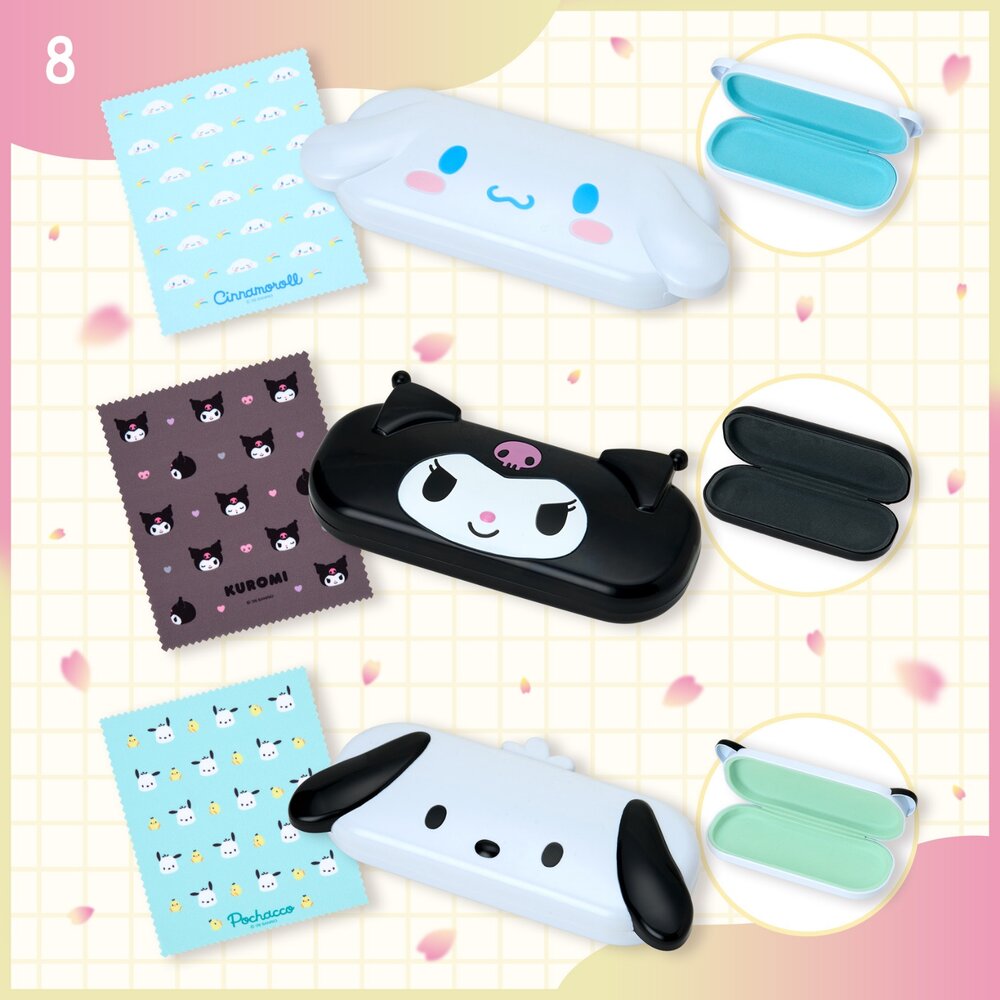 SF-021633-日本三麗鷗新品 硬殼眼鏡盒 附眼鏡布 | Kitty 大耳狗 帕恰狗 酷洛米 眼鏡收納 可愛眼鏡盒
