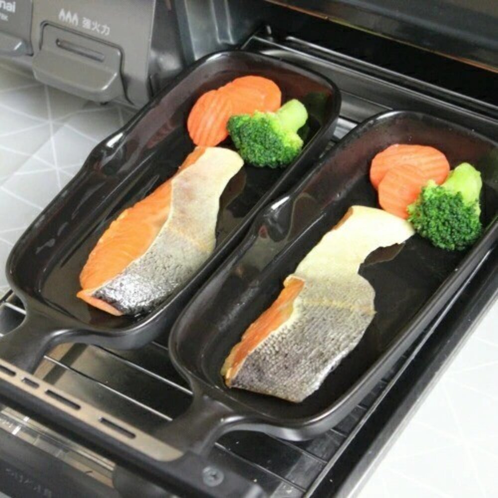 SF-021638-日本製萬古燒 四日市 長型烤盤 煎玉子燒 烤魚專用 | Tojiki Tonya 帶手把 陶瓷耐熱烤盤 焗烤盤 日本進口