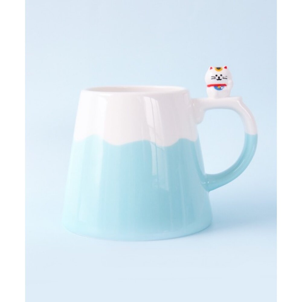 SF-021645-超可愛爆擊 招財貓x富士山馬克杯 | 水杯 咖啡杯 陶瓷杯 可愛馬克杯 貓奴 貓咪杯子