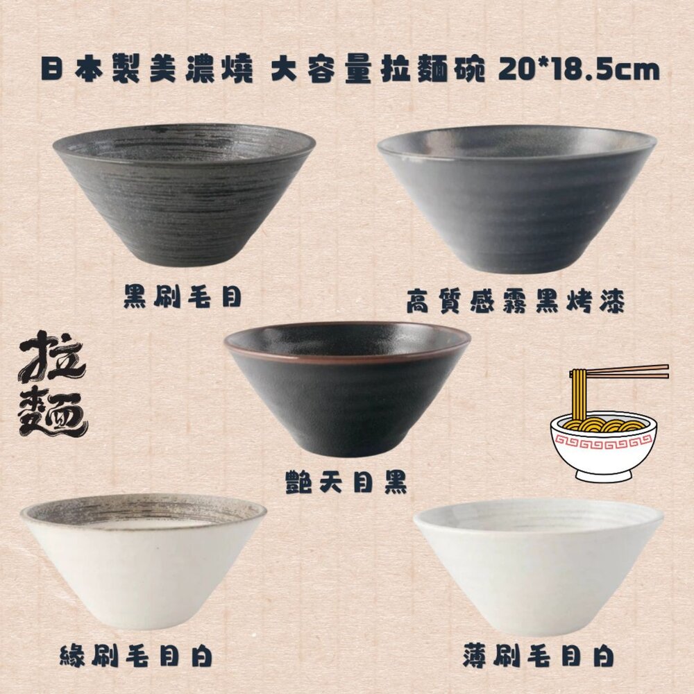 SF-021665-日本製美濃燒 大容量拉麵碗 20*18.5cm | 簡約質感 丼飯碗 陶瓷碗 和風食器 碗公 大湯碗 咖哩碗