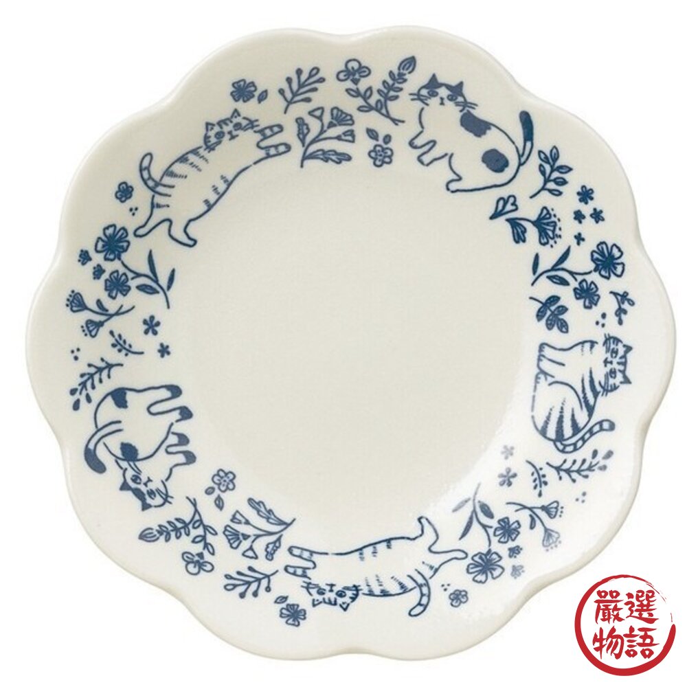 日本製美濃燒 花朵貓咪盤 貓咪插畫 陶瓷盤 | 餐盤 點心盤 貓咪盤子 造型盤 美濃燒盤子 日本進口-圖片-8