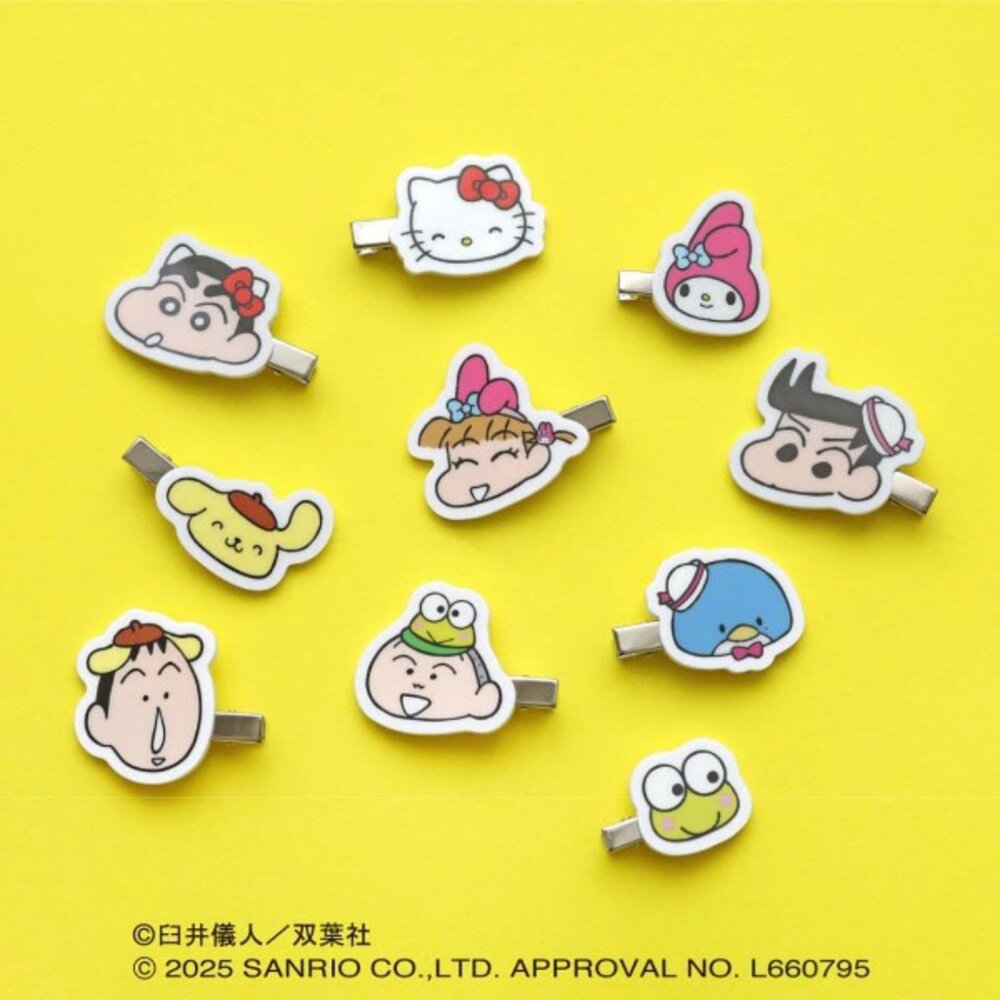 SF-021673-【SANRIO 三麗鷗】蠟筆小新×三麗鷗聯名 壓克力髮夾 第2彈 隨機款 可愛造型髮夾 兒童髮飾