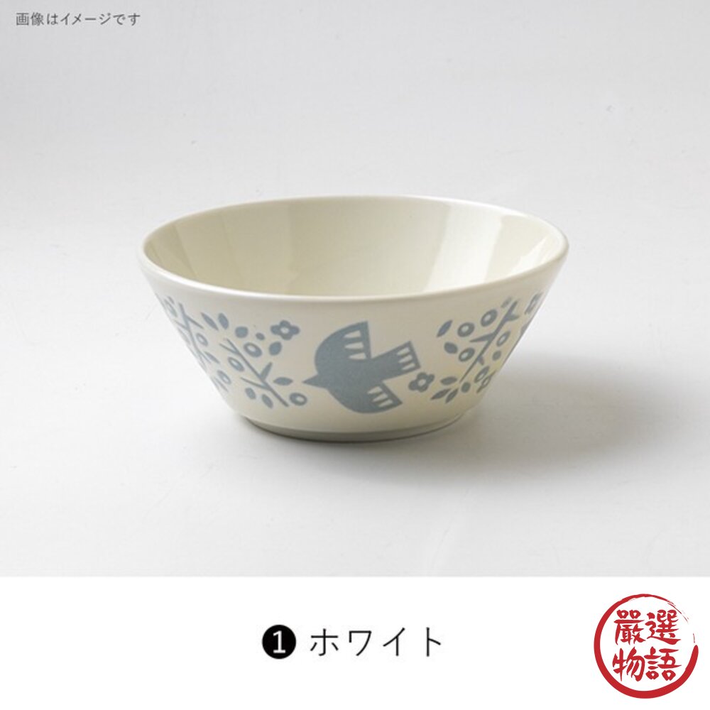日本製美濃燒 LINTU北歐風沙拉碗 小鳥植物圖案 13cm餐碗 | 陶瓷碗 優格 麥片碗 甜點碗 質感餐盤 日本進口-圖片-3