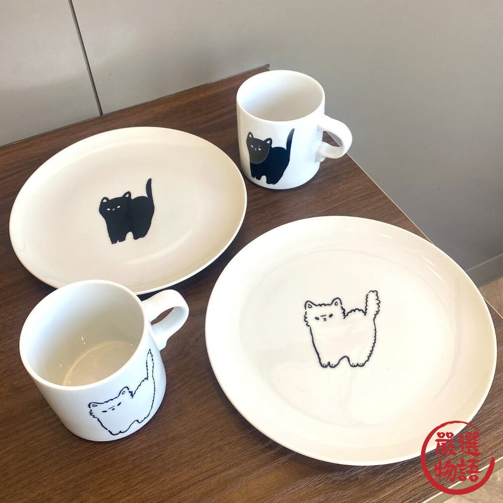 ANGLE 慵懶貓 日本製 簡約線條陶瓷餐盤 馬克杯 | 職人手繪 貓奴首選 日系質感餐具 日本進口 封面照片