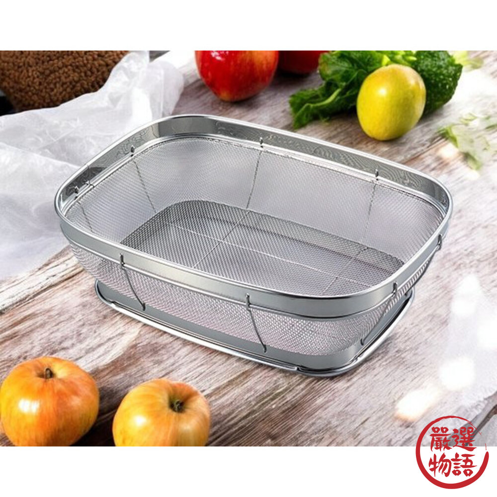 日本製不鏽鋼洗菜籃 瀝水籃 | 網狀瀝水架 備料籃 廚房瀝水工具 日本進口-圖片-2