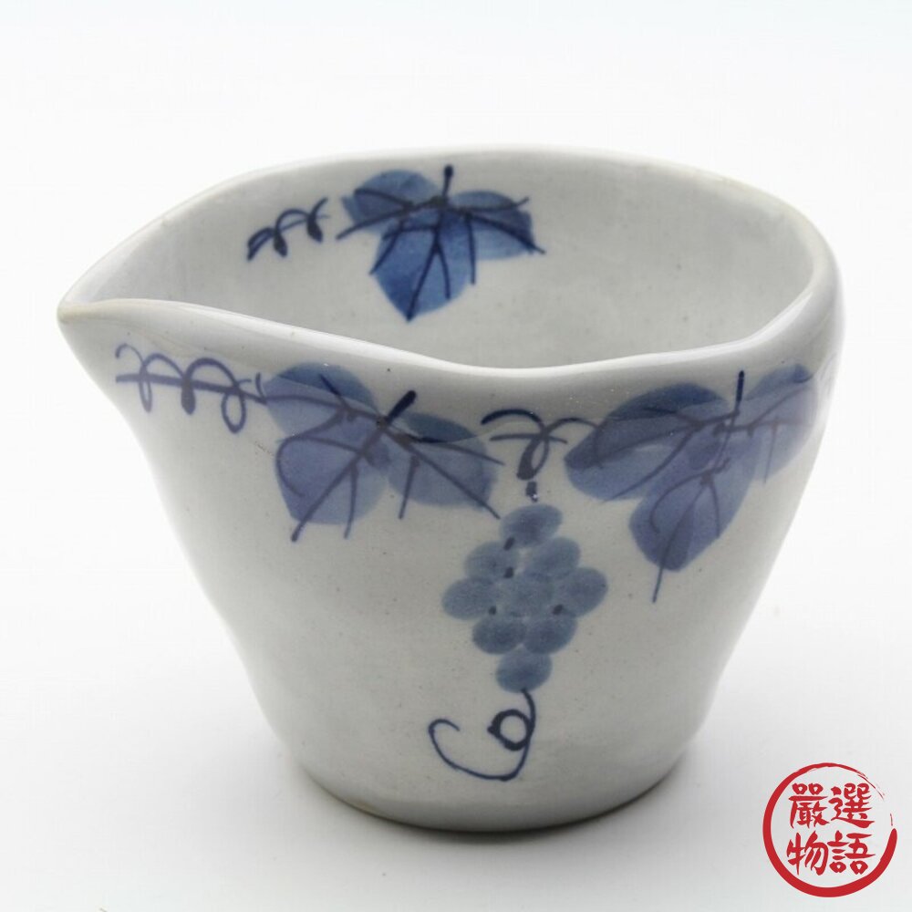 日本瀨戶燒 粉引葡萄茶杯 陶瓷麵碗 湯碗 片口杯 茶杯 茶碗 豬口杯 藍白葡萄紋 日式餐具 食器 日本進口-圖片-6