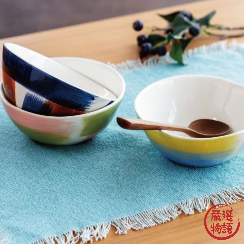 日本BISQUE手刷彩繪陶瓷碗14cm|湯碗水果碗麵碗兒童碗日本碗日本進口
