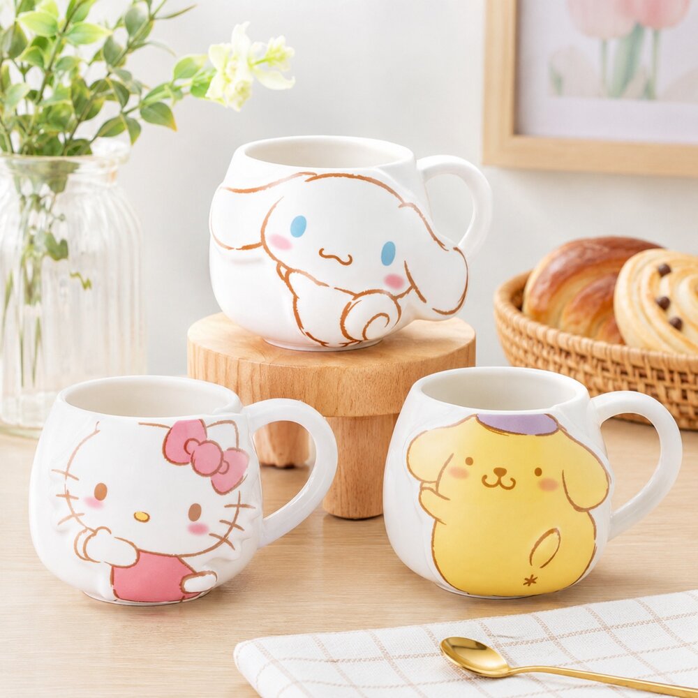 SF-021832-日本 三麗鷗 SANRIO 尾巴造型馬克杯 355ml | 布丁狗 kitty 盒裝 陶瓷杯 水杯 咖啡杯 日本進口