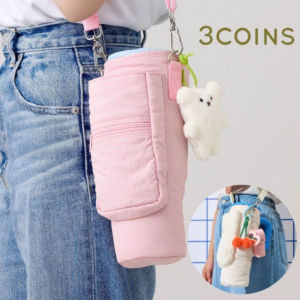 SF-021879-日本 3COINS 客製化保溫杯手機側背袋 解放雙手 女孩必備 日本女生瘋搶