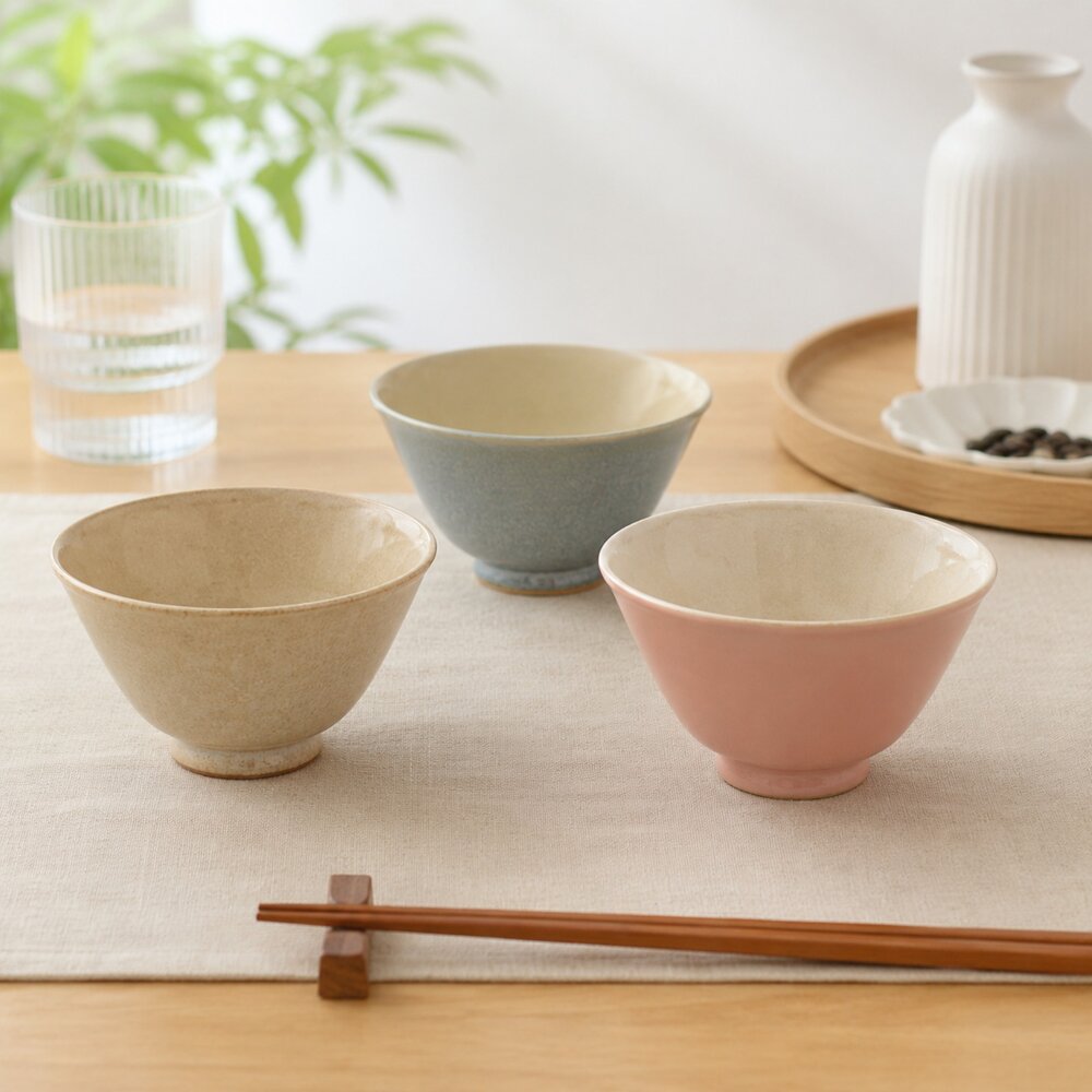 SF-021881-日本製 霧感釉色陶瓷飯碗 12.2cm 職人手作 三色可選 | 陶瓷碗 飯碗 瓷碗 小菜碗 小碗 丼飯碗 日本進口