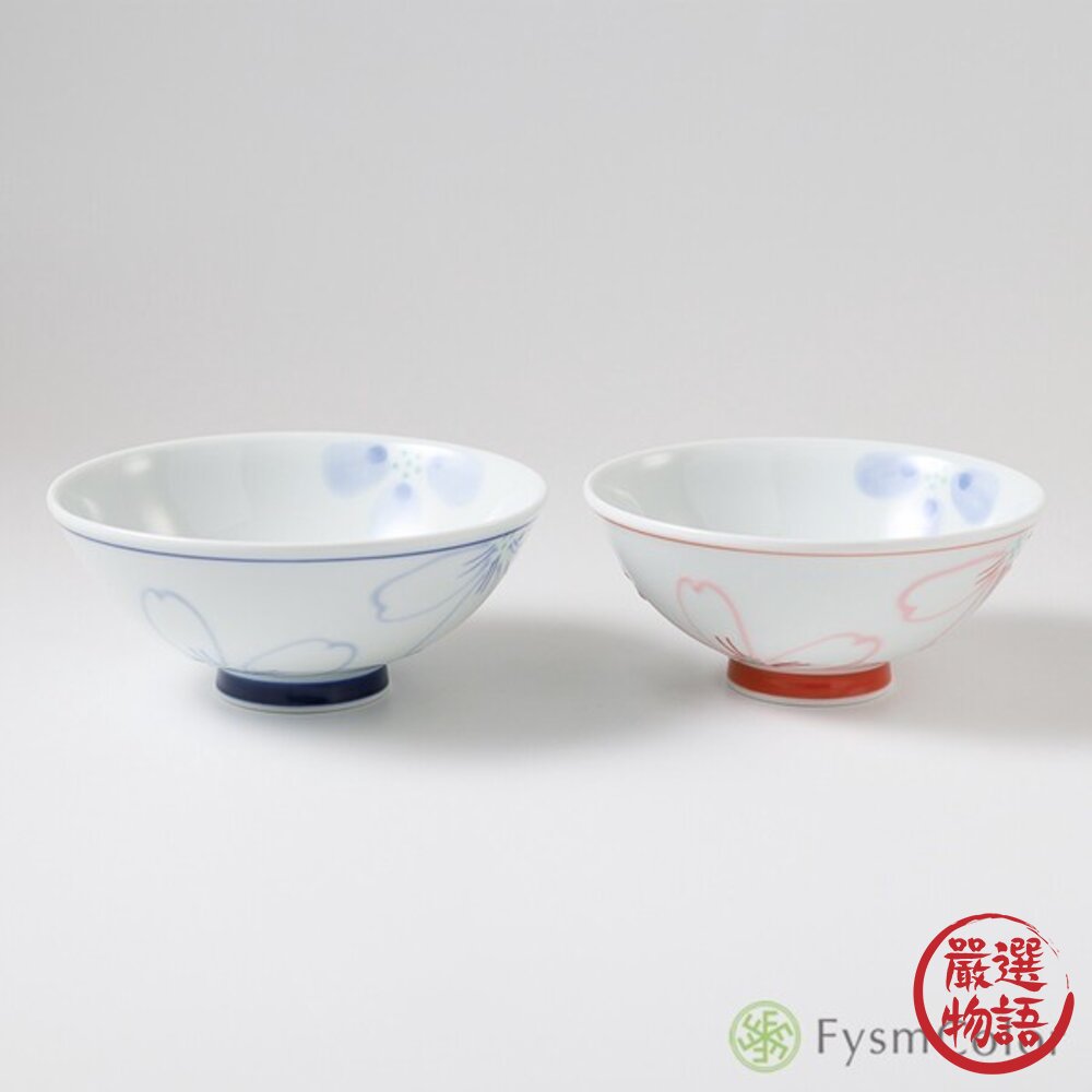 日本製造進口 波佐見燒 花卉宴系列手繪飯碗 大茶碗 小茶碗 夫妻碗 對碗 陶瓷碗 飯碗 湯碗-圖片-1