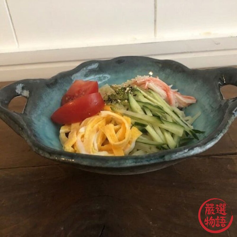 日本製 美濃燒日式質感雙耳碗 旋渦天空藍 點心盤 沙拉盤 | 點心盤 盤子陶瓷 陶瓷深盤 義大利麵盤 麵碗 日本進口-圖片-5