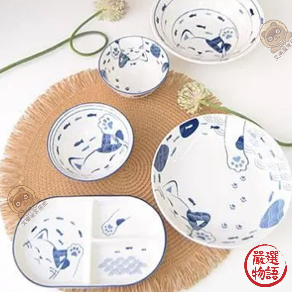 SHINACASA 貓爪分隔盤/餐盤/茶碗 飯碗 三格盤 點心盤 日式餐具 貓咪-圖片-3