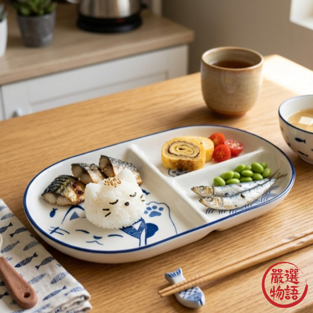 SHINACASA 貓爪分隔盤/餐盤/茶碗 飯碗 三格盤 點心盤 日式餐具 貓咪-圖片-4