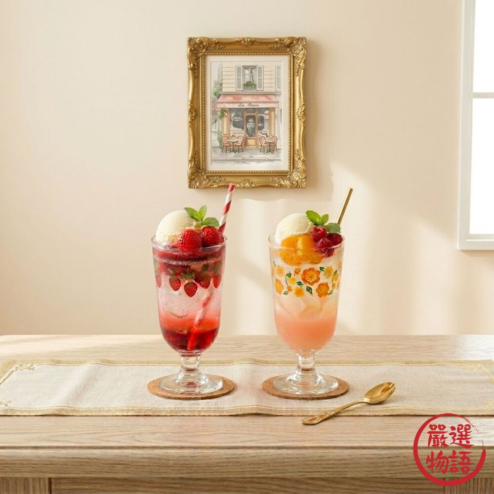 現貨 3COINS 昭和復古喫茶店 高腳杯 280ml 日系咖啡廳 蘇打冰淇淋杯 儀式感 咖啡杯 玻璃杯 日本進口 封面照片