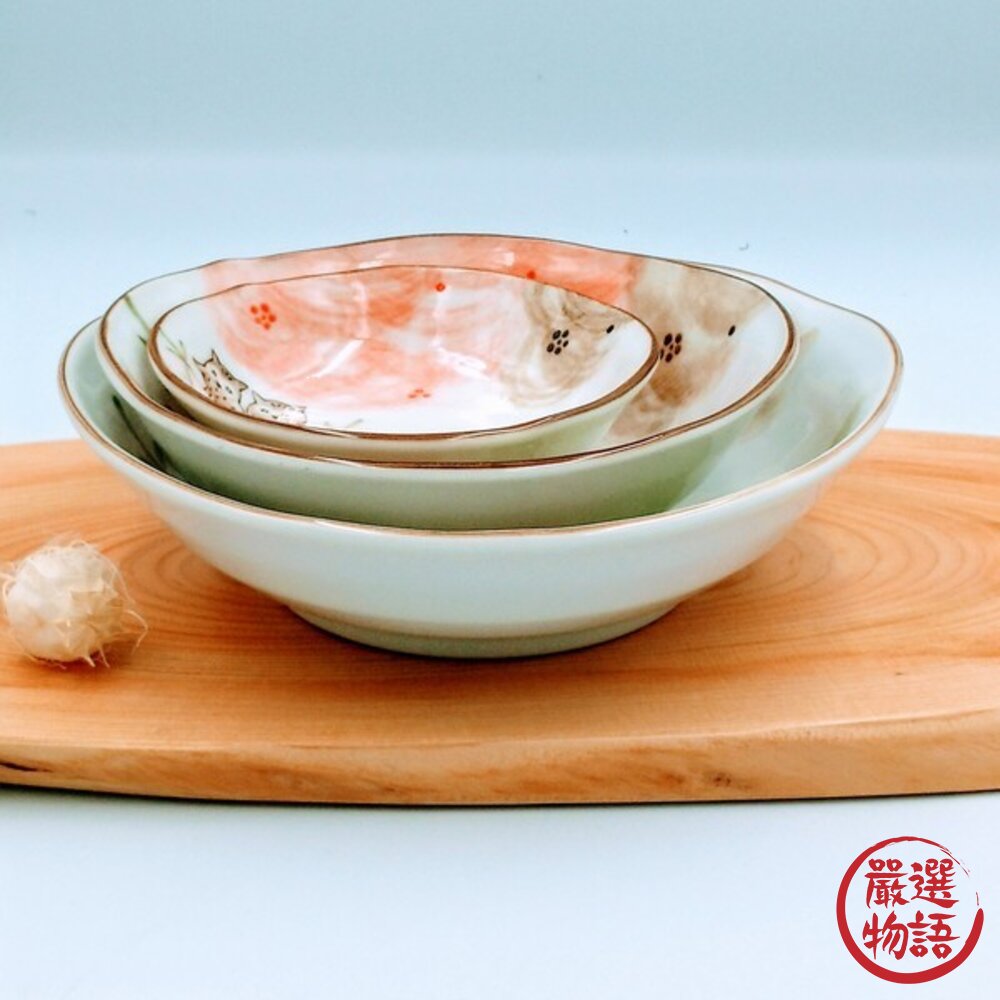 現貨 日本製 美濃燒 親心福來郎 貓頭鷹 斜切橢圓 陶瓷沙拉碗|手感小缽 日系質感配菜缽 飯碗 湯碗 陶瓷碗 日本進口-圖片-2