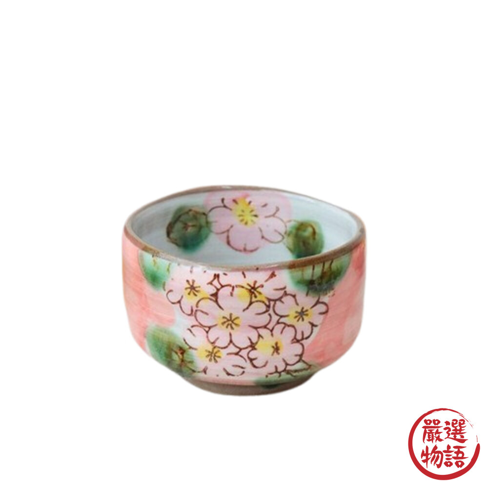 日本製 櫻花抹茶碗 美濃燒 手繪陶瓷茶碗 日式抹茶杯 茶道碗 和風餐具 日本餐具 茶具-圖片-1