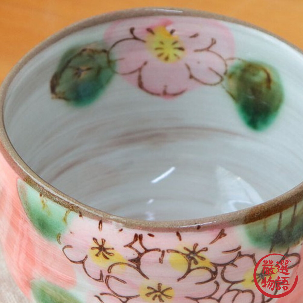 日本製 櫻花抹茶碗 美濃燒 手繪陶瓷茶碗 日式抹茶杯 茶道碗 和風餐具 日本餐具 茶具-圖片-6