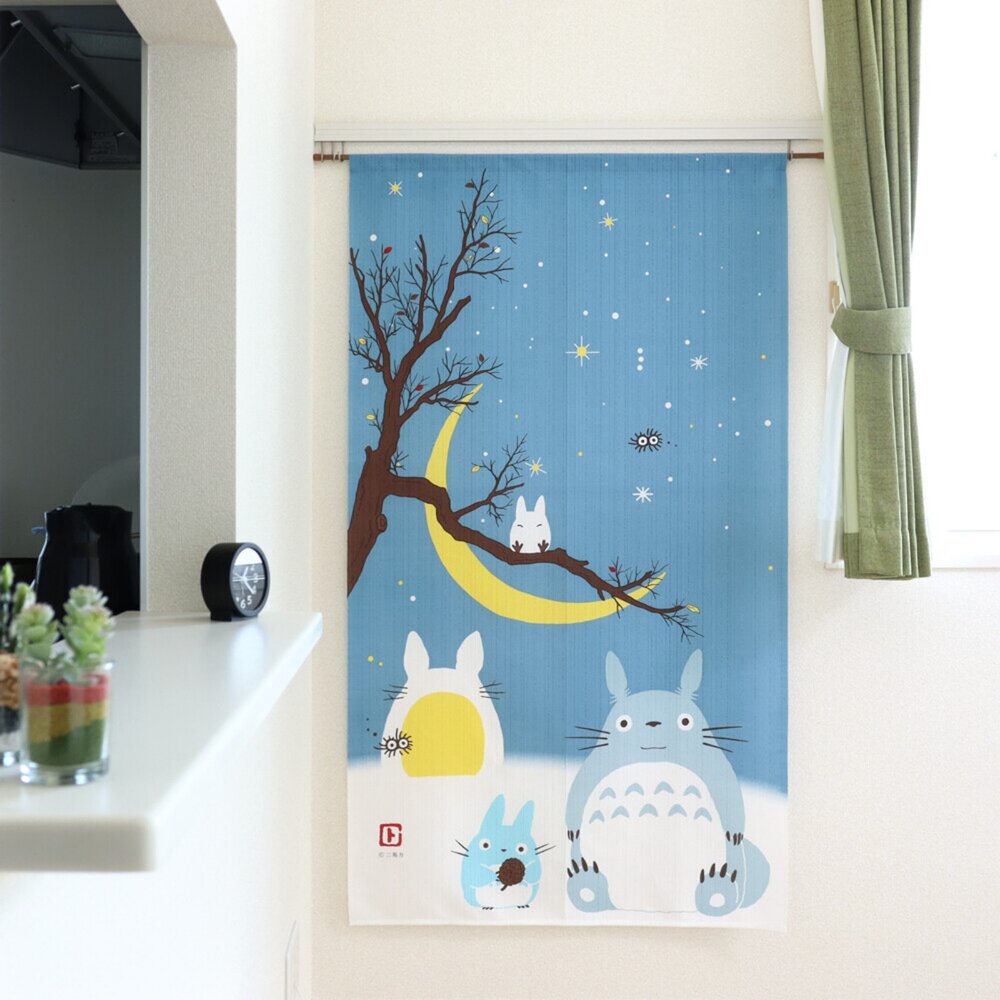 SF-021992-日本龍貓櫻花款日式居家門簾85X150cm｜TOTORO 卡通門簾 廁所門簾 宮崎駿 廚房門簾 可愛門簾 日本進口