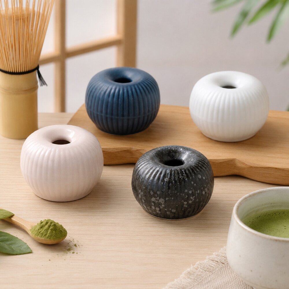 SF-022034-日本製美濃燒 圓形抹茶茶筅架｜職人窯燒瓷器茶道小物 茶具組 日本生活雜貨 抹茶道具 茶筅座 茶道配件 日本進口